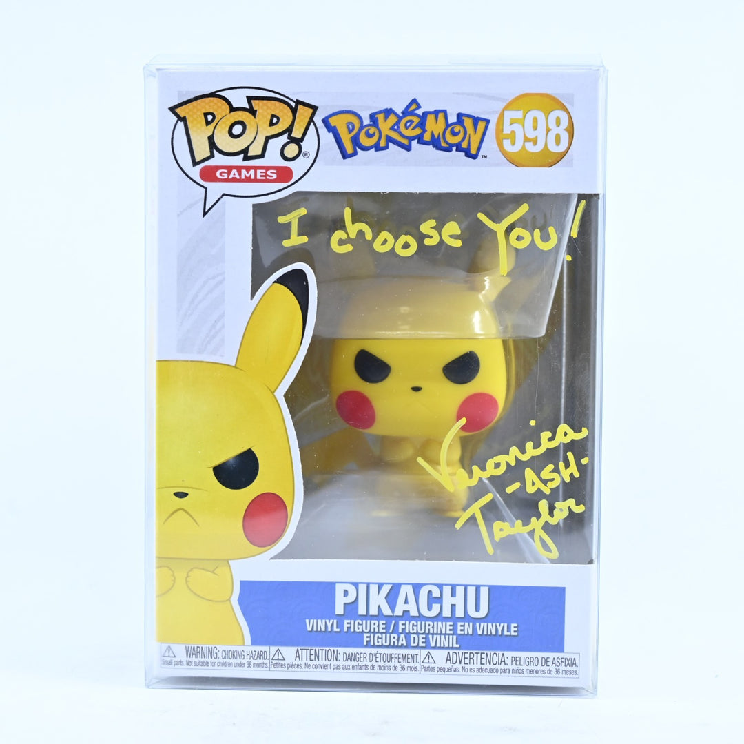 SIGNED BY VERONICA TAYLOR! Pikachu - Pokemon - Funko Pop Games #598
