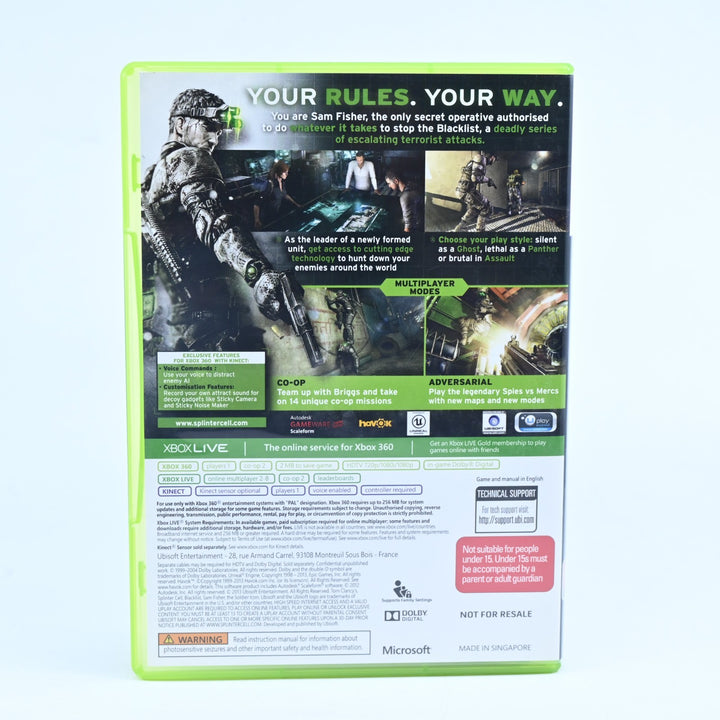 Tom Clancy's Splinter Cell Blacklist - Xbox 360 Game + Manual - PAL - MINT DISC!