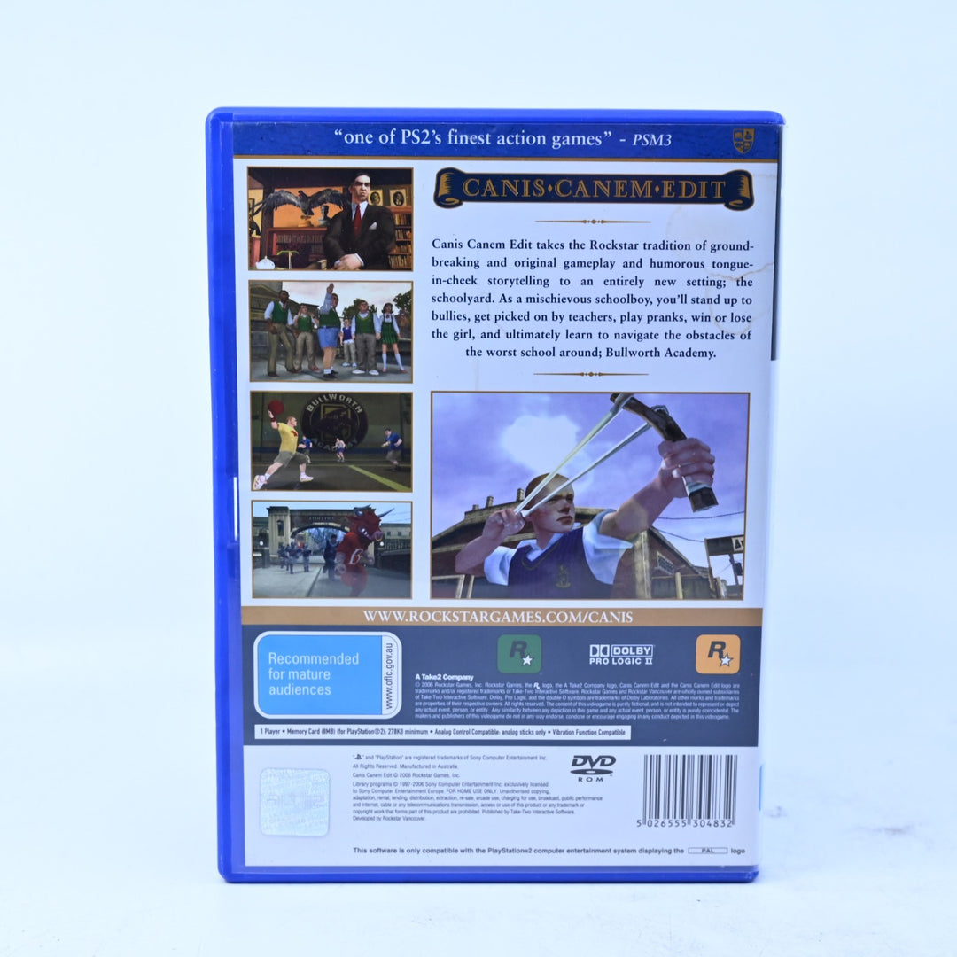 Canis Canem Edit - Bully - Sony Playstation 2 / PS2 Game + Manual + Map - PAL