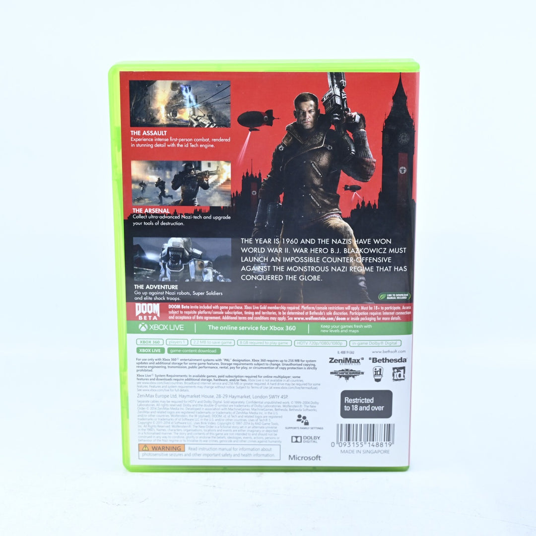 Wolfenstein The New Order - Big Case - Xbox 360 Game + Manual - PAL - MINT DISC!