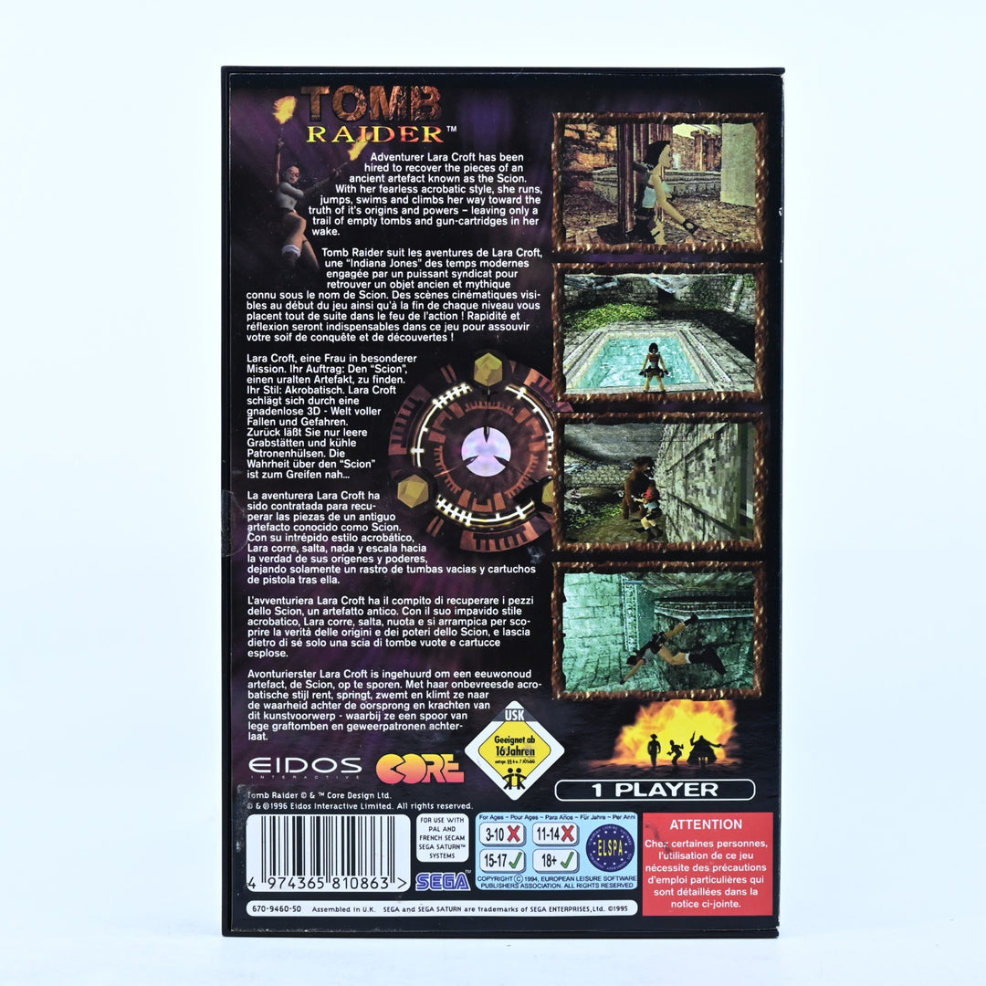 Tomb Raider - Sega Saturn Game + Manual - PAL - MINT DISC!