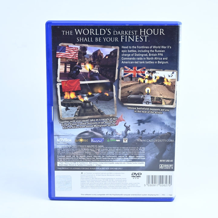 Call of Duty: Finest Hour - Sony Playstation 2 / PS2 Game + Manual - PAL