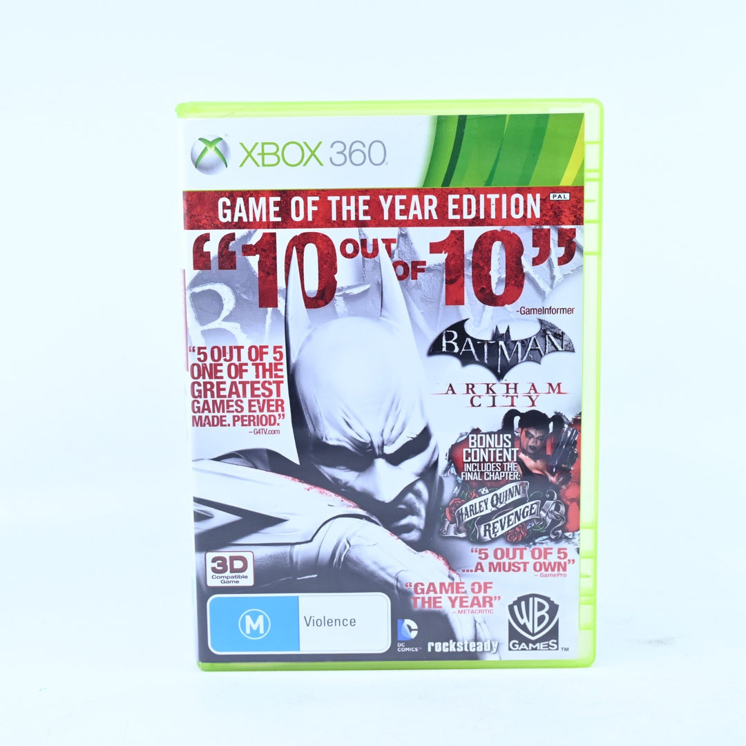Batman: Arkham City - GOTY Edition - Xbox 360 Game + Manual - PAL - MINT DISC!