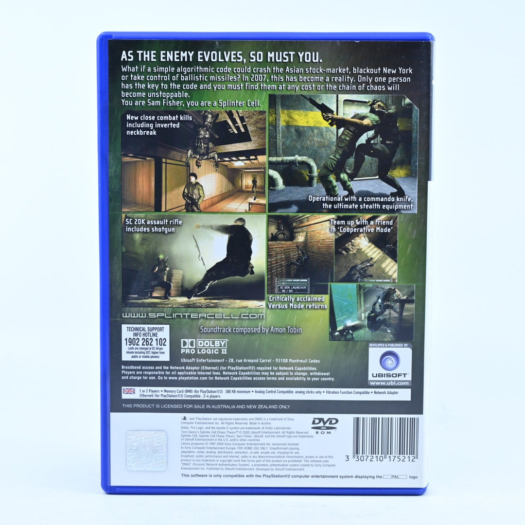 Tom Clancy's Splinter Cell: Chaos Theory - Playstation 2 / PS2 Game + Manual