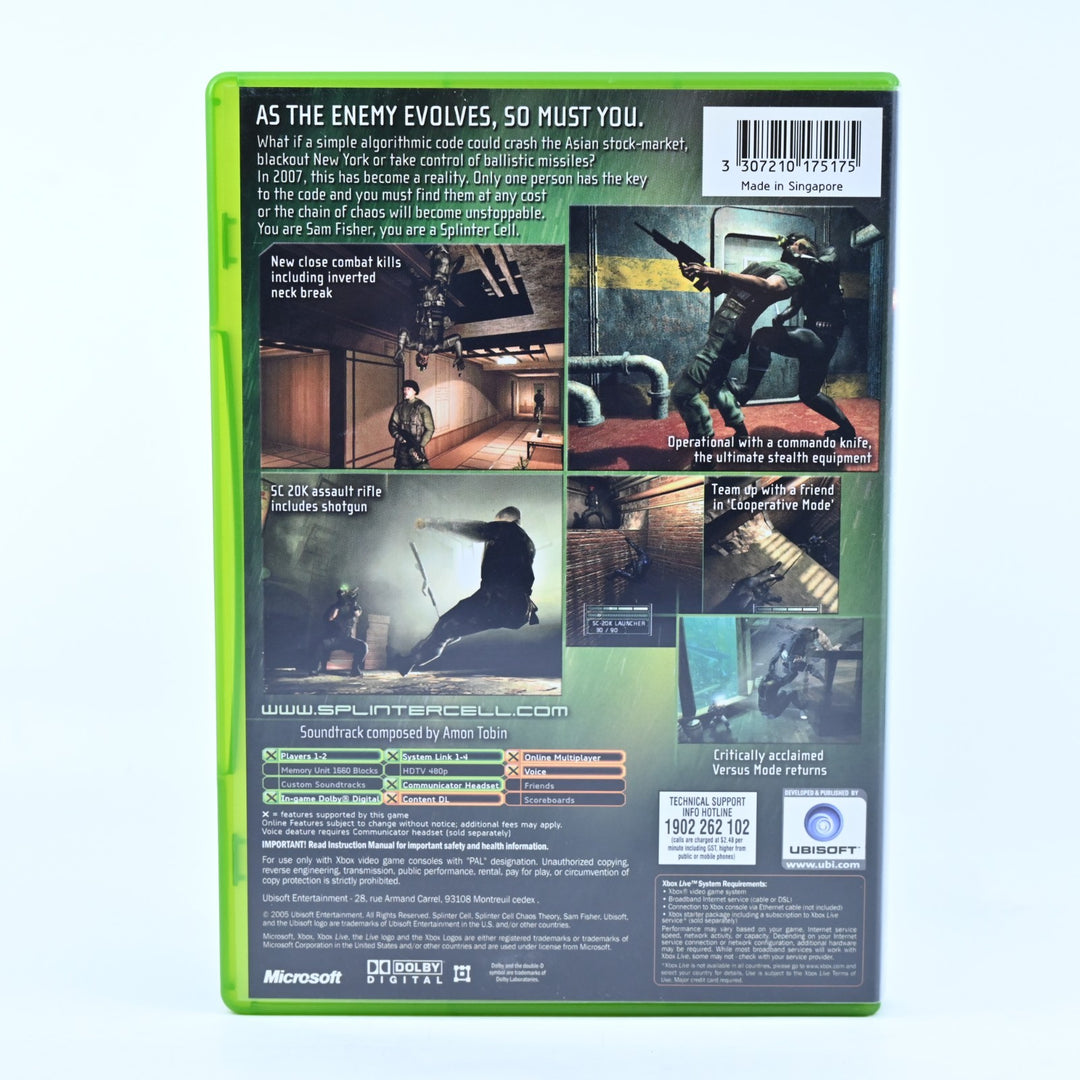 Tom Clancy's Splinter Cell: Chaos Theory - Original Xbox Game + Manual - PAL