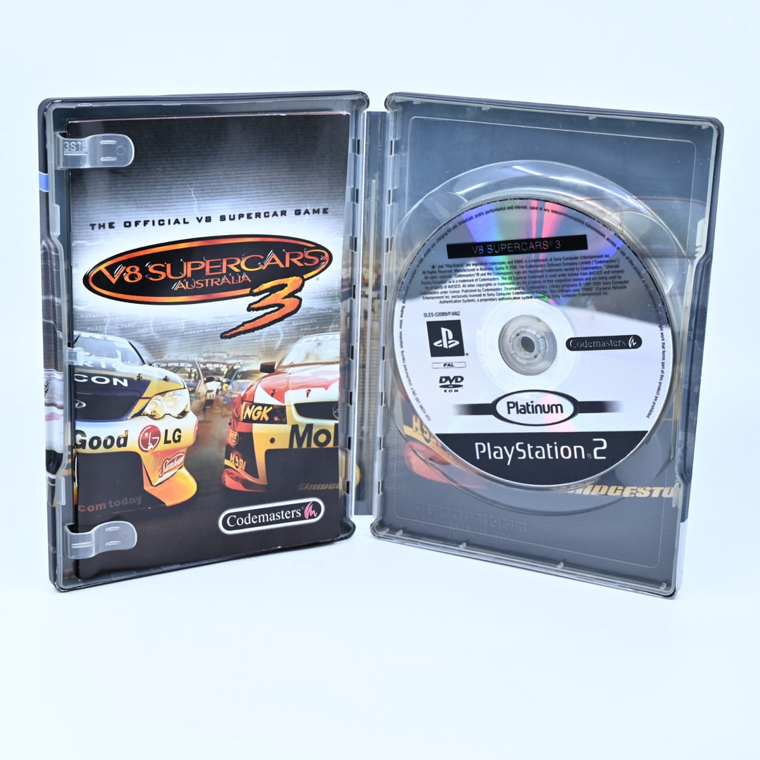 V8 Supercars 3 Steelbook Edition - Plat Disc - PS2 Game + Manual - PAL