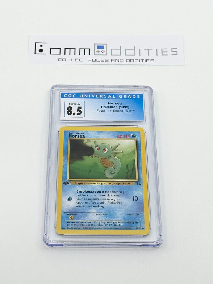 Horsea 1st Edition CGC 8.5 Pokemon Card - 1999 Fossil Set 49/62 - FREE POST!