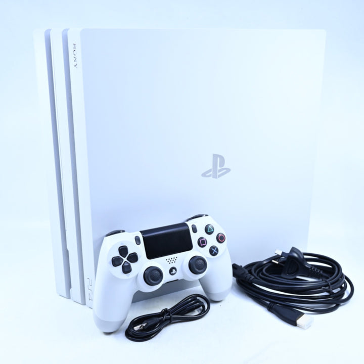 White Sony Playstation 4/ PS4 Pro Console - GENUINE CONTROLLER/S + CABLES + HDMI