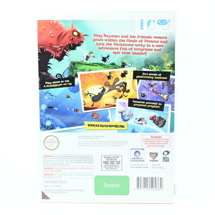 Rayman Origins - Nintendo Wii Game + Manual - PAL - FREE POST!