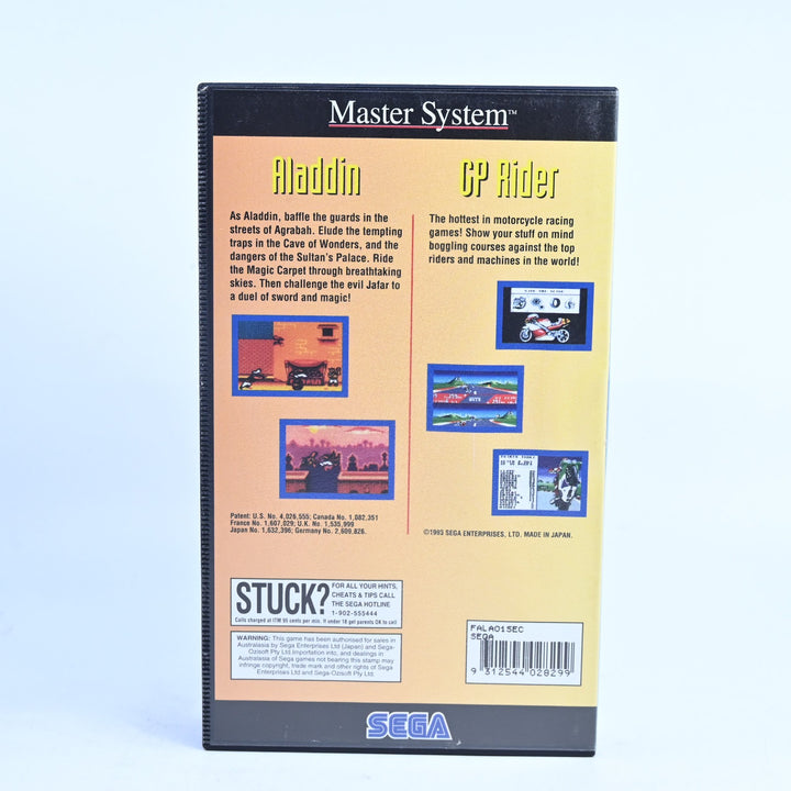 Aladdin & GP Rider - Double Pack - Sega Master System Game + Manual - PAL
