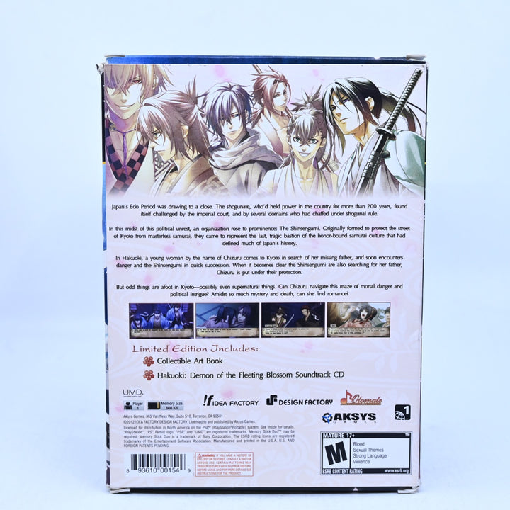 Hakuoki: Demon Of The Fleeting Blossom - Sony PSP Game + Manual - Region Free