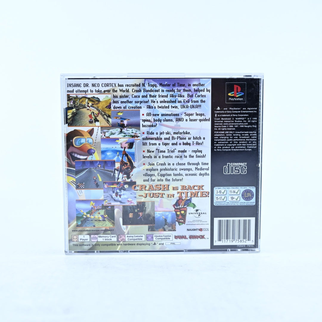 Crash Bandicoot 3: Warped - Sony Playstation 1 / PS1 Game + Manual - PAL