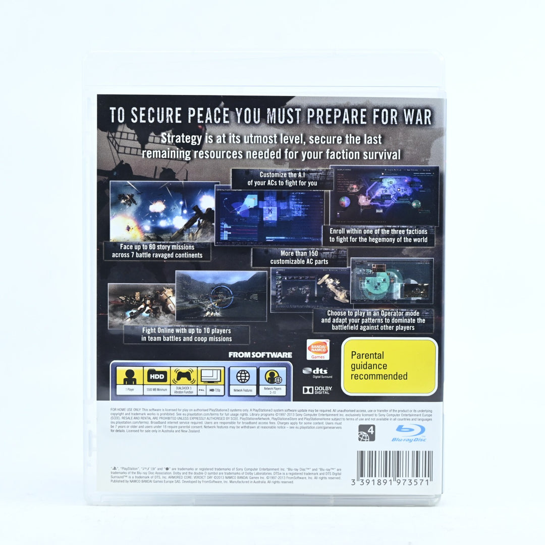 Armored Core: Verdict Day - Sony Playstation 3 / PS3 Game + Manual - FREE POST!