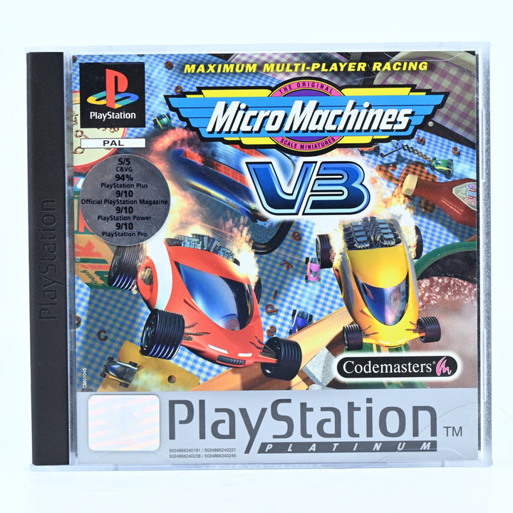 LIKE NEW! Micro Machines V3 - Sony Playstation 1 / PS1 Game + Manual - MINT DISC