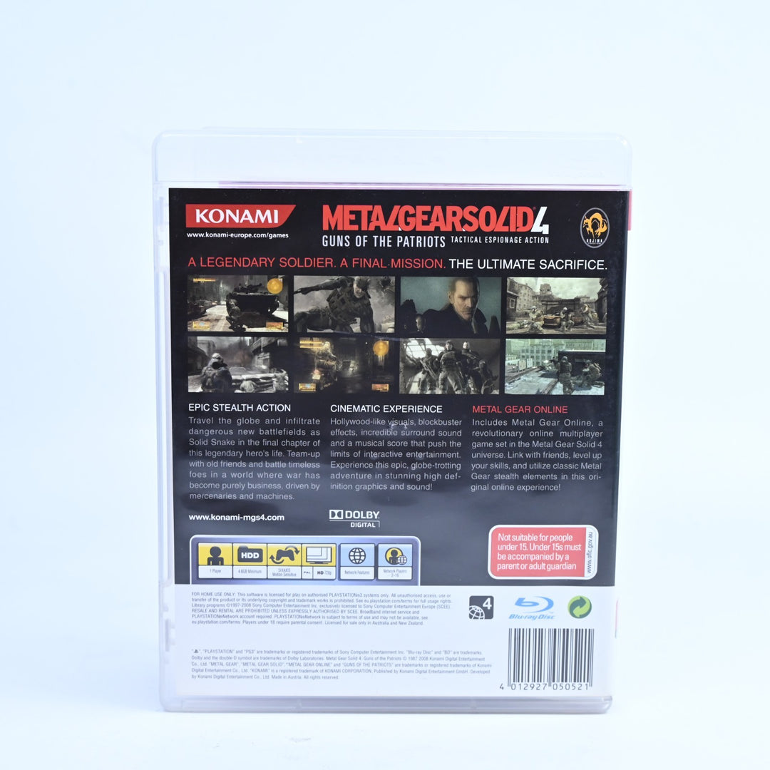 Metal Gear Solid 4: Guns of the Patriots - PS3 Game + Manual