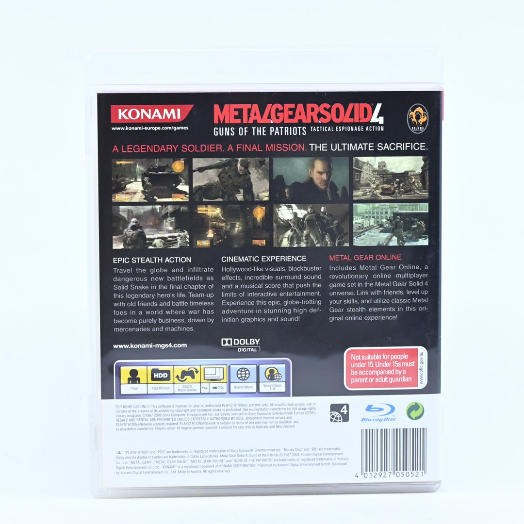 Metal Gear Solid 4: Guns of The Patriots - Sony Playstation 3 PS3 Game + Manual