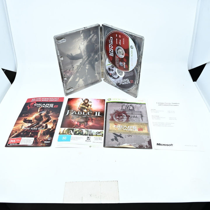 Gears of War 2 Steelbook - Xbox 360 Game + Manual - PAL - NEAR MINT DISC!