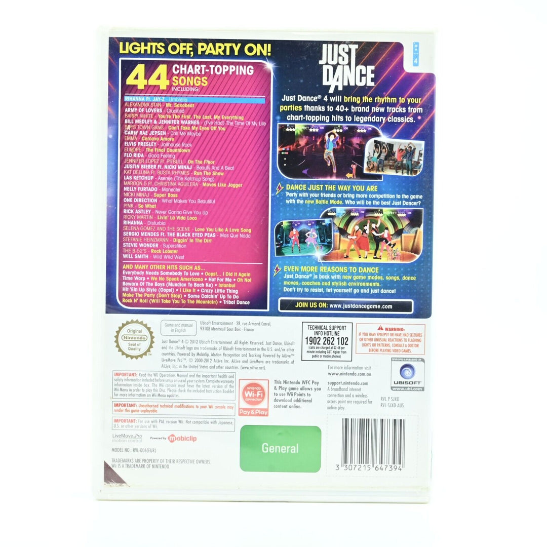 Just Dance 4 Special Edition - Nintendo Wii Game - PAL - FREE POST!