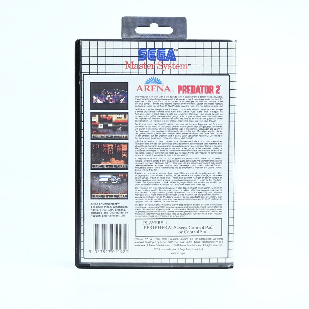 Predator 2 - Sega Master System Game + Manual - PAL - FREE POST!