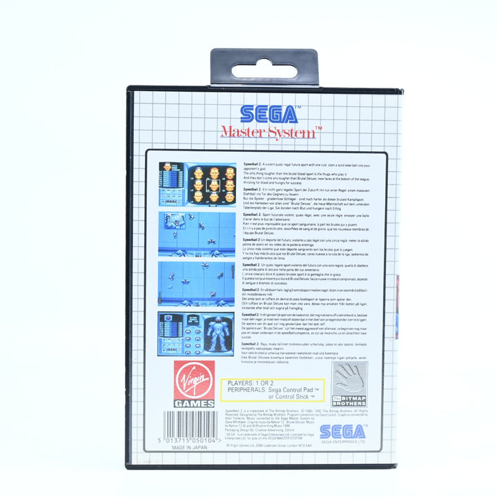 Speedball 2 - Sega Master System Game + Manual - PAL - FREE POST!