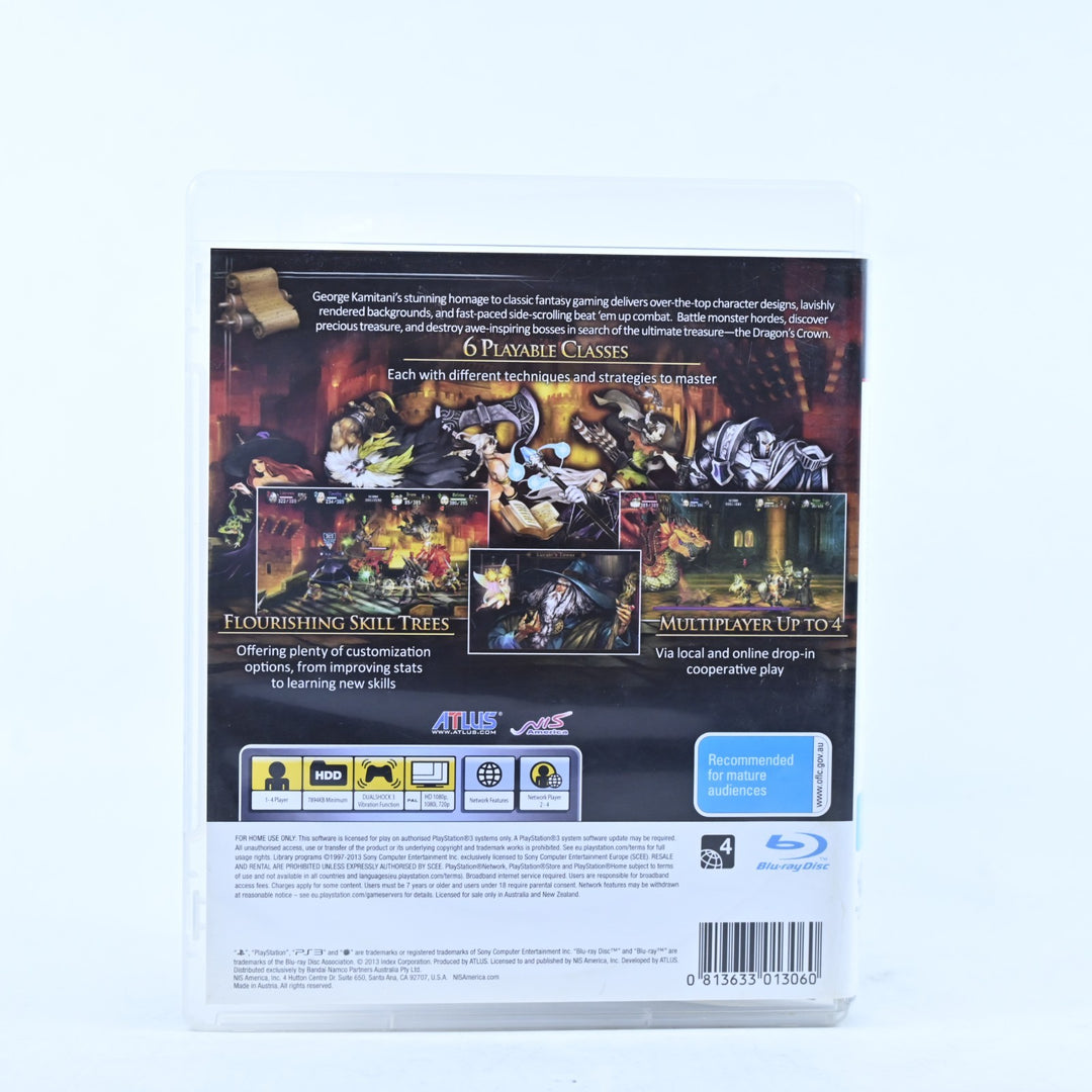 Dragon's Crown - Sony Playstation 3 / PS3 Game + Manual - MINT DISC!