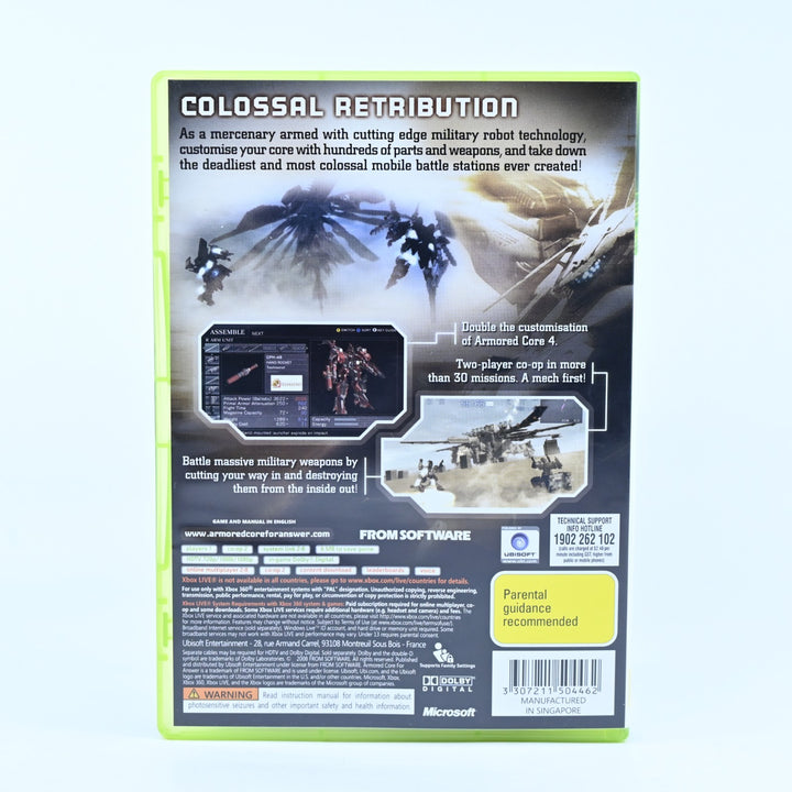 Armored Core For Answer- Xbox 360 Game + Manual - PAL - MINT DISC!